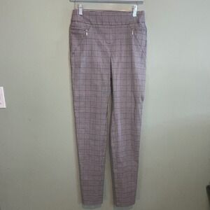 Soho Apparel Womens Office Work Career‎ Pull On Plaid Trouser Pants Gray Small